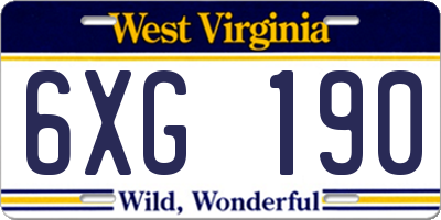 WV license plate 6XG190