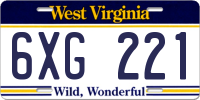 WV license plate 6XG221