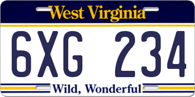 WV license plate 6XG234