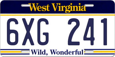 WV license plate 6XG241