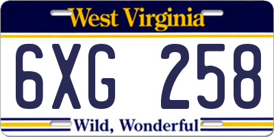 WV license plate 6XG258
