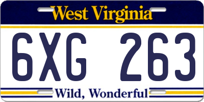 WV license plate 6XG263