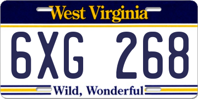 WV license plate 6XG268