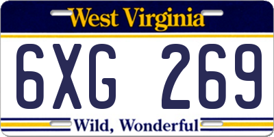 WV license plate 6XG269