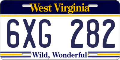 WV license plate 6XG282