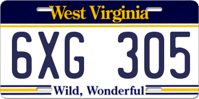 WV license plate 6XG305
