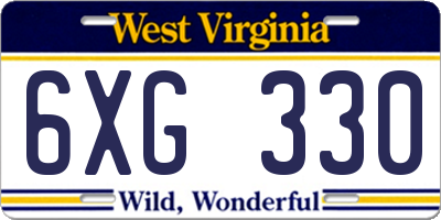 WV license plate 6XG330