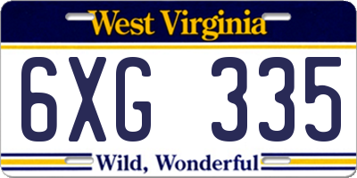 WV license plate 6XG335