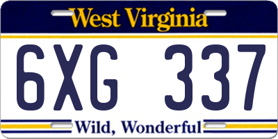 WV license plate 6XG337