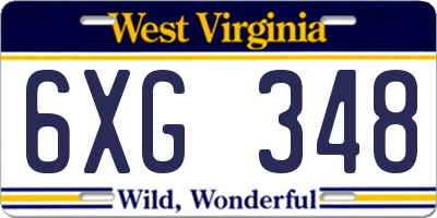 WV license plate 6XG348