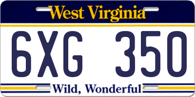 WV license plate 6XG350