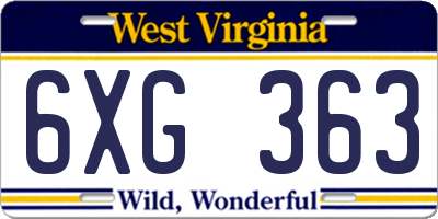 WV license plate 6XG363