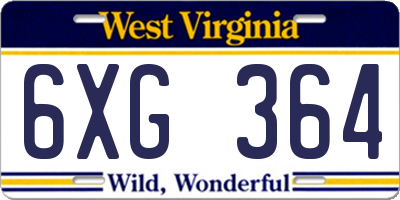 WV license plate 6XG364
