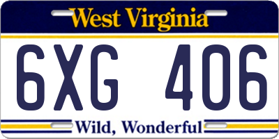 WV license plate 6XG406