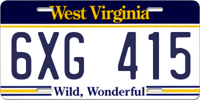 WV license plate 6XG415