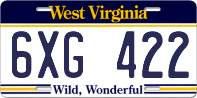 WV license plate 6XG422