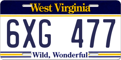 WV license plate 6XG477