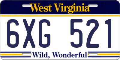 WV license plate 6XG521