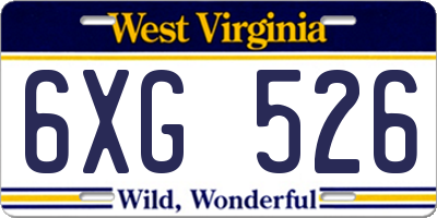 WV license plate 6XG526