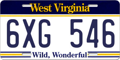 WV license plate 6XG546