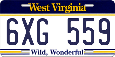 WV license plate 6XG559