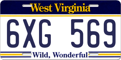 WV license plate 6XG569