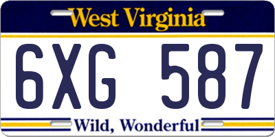 WV license plate 6XG587