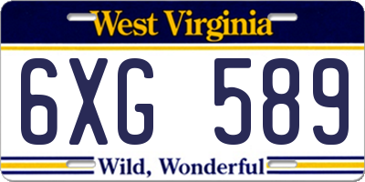 WV license plate 6XG589
