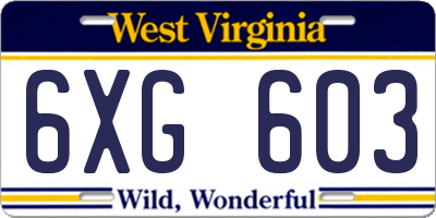 WV license plate 6XG603