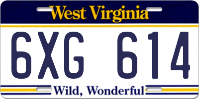 WV license plate 6XG614
