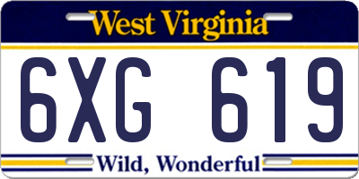 WV license plate 6XG619