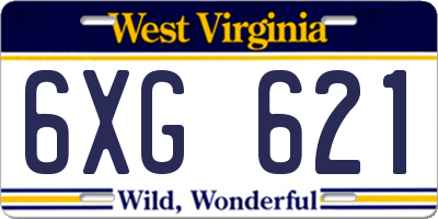 WV license plate 6XG621