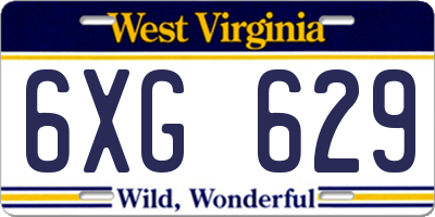 WV license plate 6XG629