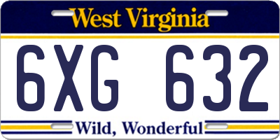 WV license plate 6XG632