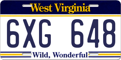 WV license plate 6XG648
