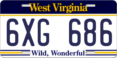 WV license plate 6XG686