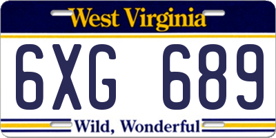 WV license plate 6XG689
