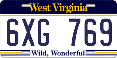 WV license plate 6XG769