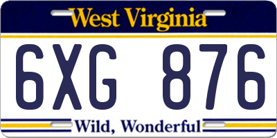 WV license plate 6XG876