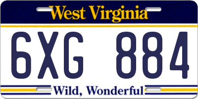 WV license plate 6XG884