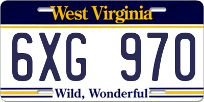 WV license plate 6XG970