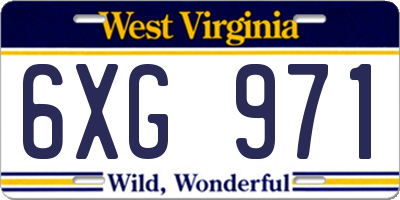 WV license plate 6XG971