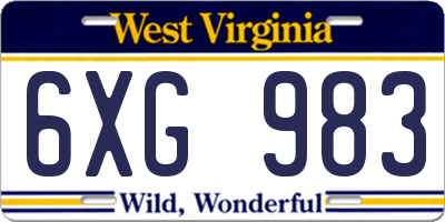 WV license plate 6XG983