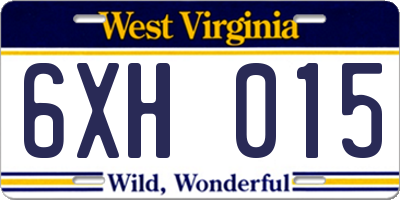 WV license plate 6XH015