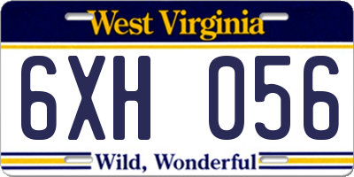 WV license plate 6XH056