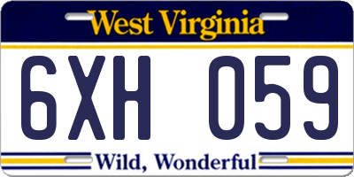 WV license plate 6XH059
