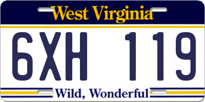WV license plate 6XH119