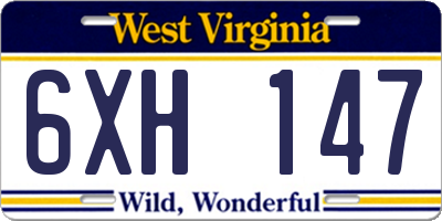 WV license plate 6XH147