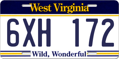 WV license plate 6XH172