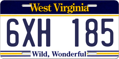WV license plate 6XH185